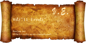 Váli Ernő névjegykártya